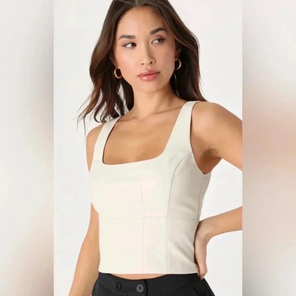 Lulu's Cool Cutie Ivory Vegan Leather Tank Top